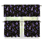 Wizard Hat Pattern Print 3 Piece Kitchen Curtains
