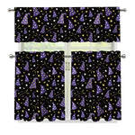 Wizard Hat Pattern Print 3 Piece Kitchen Curtains