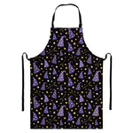 Wizard Hat Pattern Print Bib Apron With Pocket