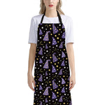 Wizard Hat Pattern Print Bib Apron With Pocket