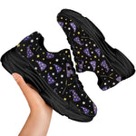 Wizard Hat Pattern Print Black Chunky Shoes