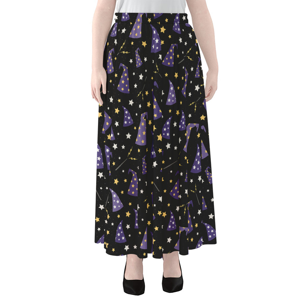 Wizard Hat Pattern Print Chiffon Maxi Skirt