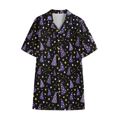 Wizard Hat Pattern Print Cotton Hawaiian Shirt