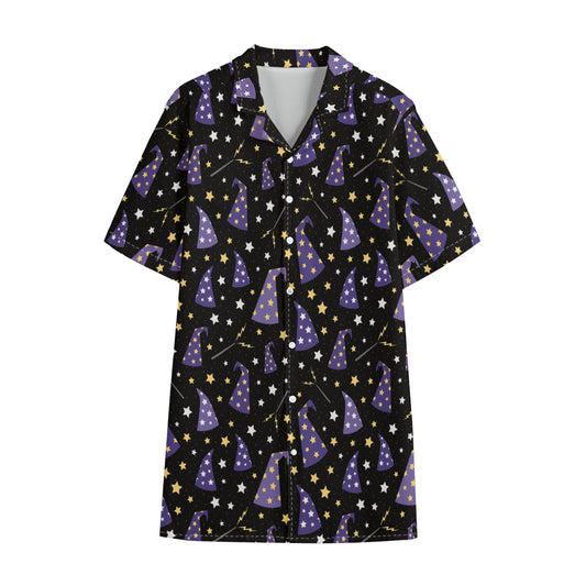 Wizard Hat Pattern Print Cotton Hawaiian Shirt