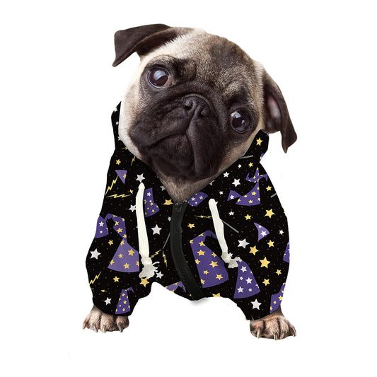 Wizard Hat Pattern Print Dog Zip Up Hoodie