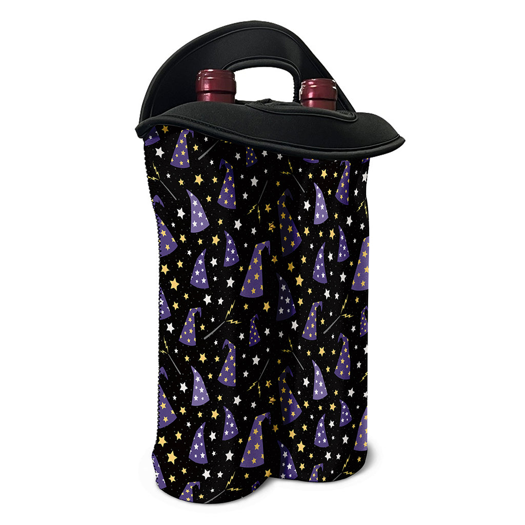 Wizard Hat Pattern Print Double Neoprene Wine Tote