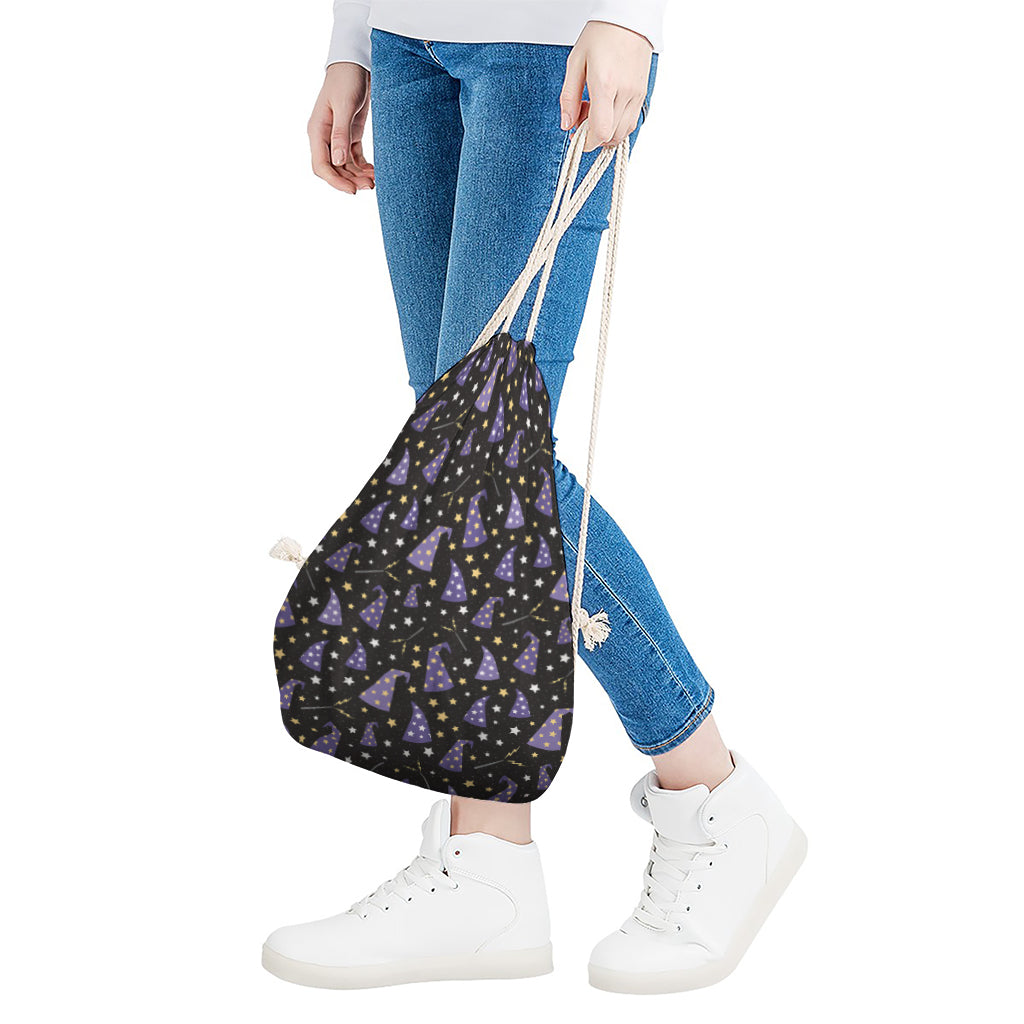 Wizard Hat Pattern Print Drawstring Bag
