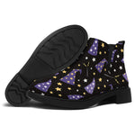 Wizard Hat Pattern Print Flat Ankle Boots