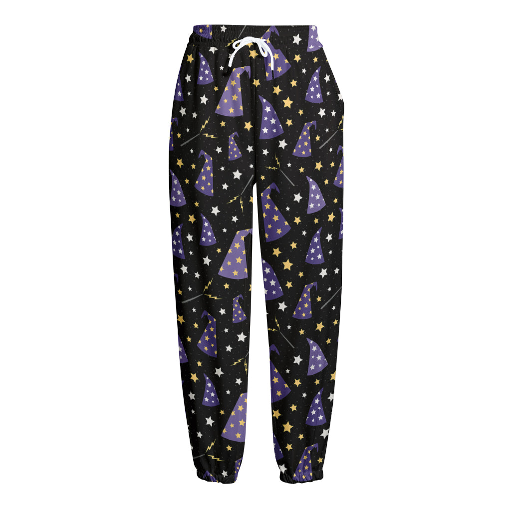 Wizard Hat Pattern Print Fleece Lined Knit Pants