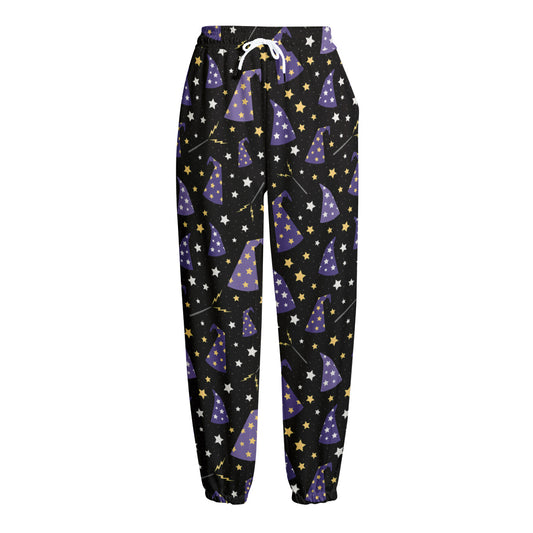 Wizard Hat Pattern Print Fleece Lined Knit Pants
