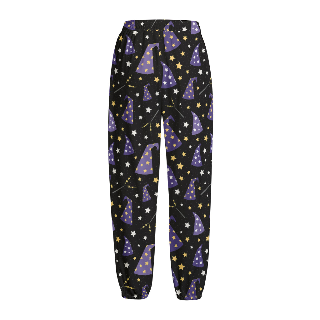 Wizard Hat Pattern Print Fleece Lined Knit Pants
