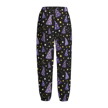 Wizard Hat Pattern Print Fleece Lined Knit Pants