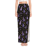 Wizard Hat Pattern Print High Slit Maxi Skirt