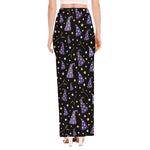 Wizard Hat Pattern Print High Slit Maxi Skirt