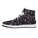 Wizard Hat Pattern Print High Top Leather Sneakers