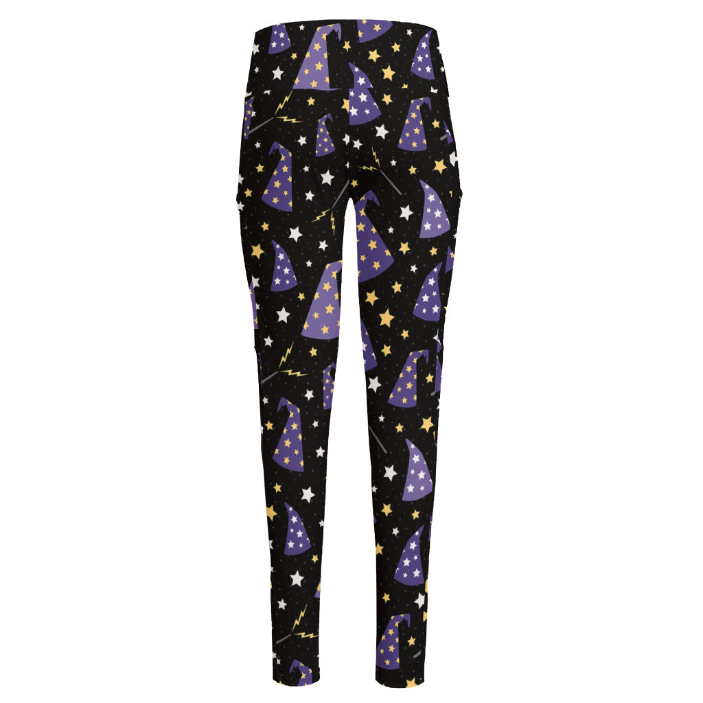 Wizard Hat Pattern Print High-Waisted Pocket Leggings