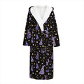 Wizard Hat Pattern Print Hooded Bathrobe