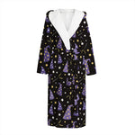Wizard Hat Pattern Print Hooded Bathrobe