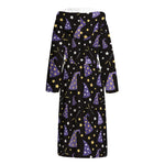 Wizard Hat Pattern Print Hooded Bathrobe