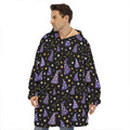 Wizard Hat Pattern Print Hoodie Blanket