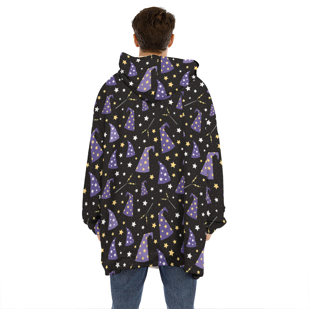 Wizard Hat Pattern Print Hoodie Blanket
