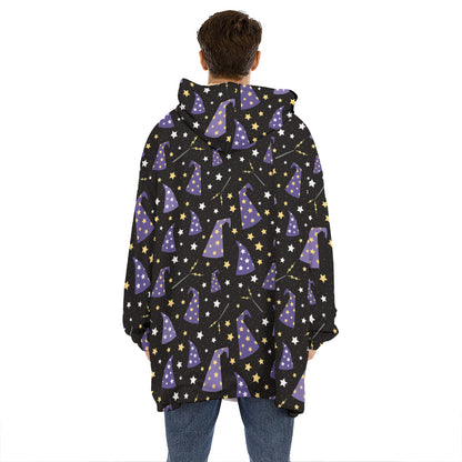 Wizard Hat Pattern Print Hoodie Blanket