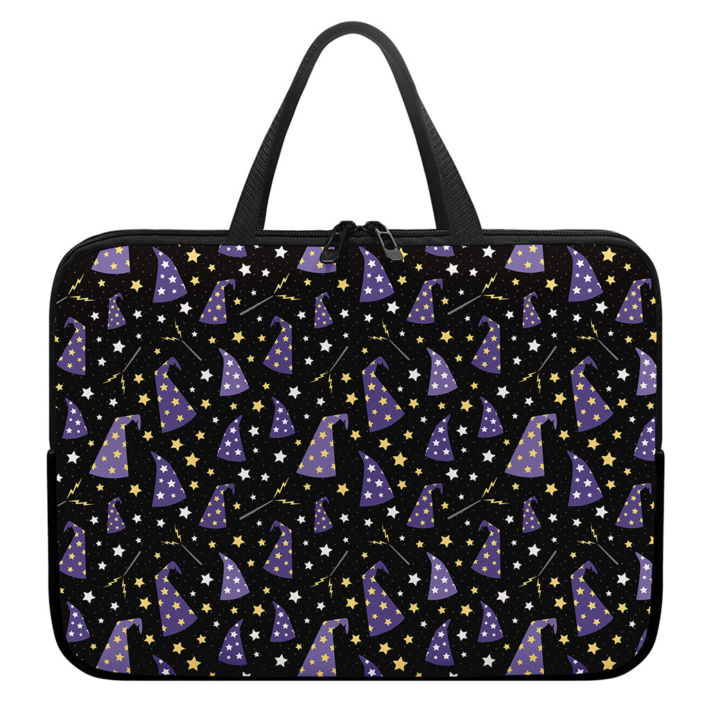 Wizard Hat Pattern Print Laptop Sleeve With Handle