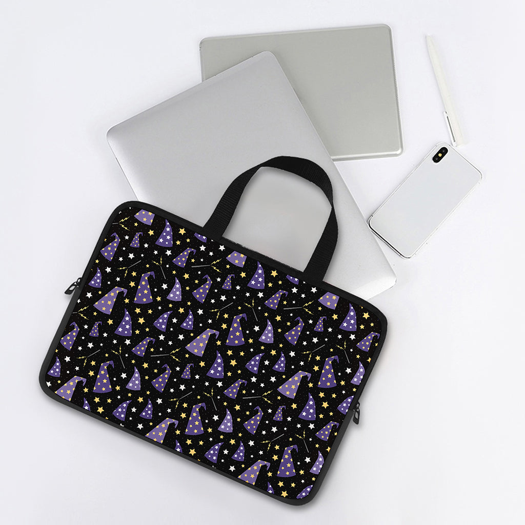 Wizard Hat Pattern Print Laptop Sleeve With Handle