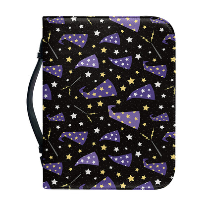 Wizard Hat Pattern Print Leather Bible Cover