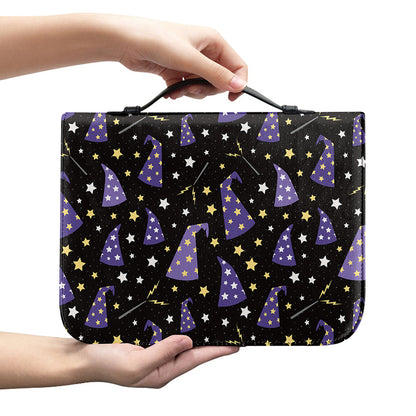Wizard Hat Pattern Print Leather Bible Cover