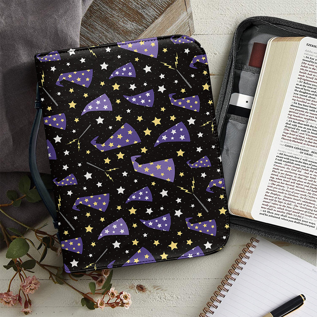 Wizard Hat Pattern Print Leather Bible Cover