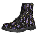 Wizard Hat Pattern Print Lace-Up Boots