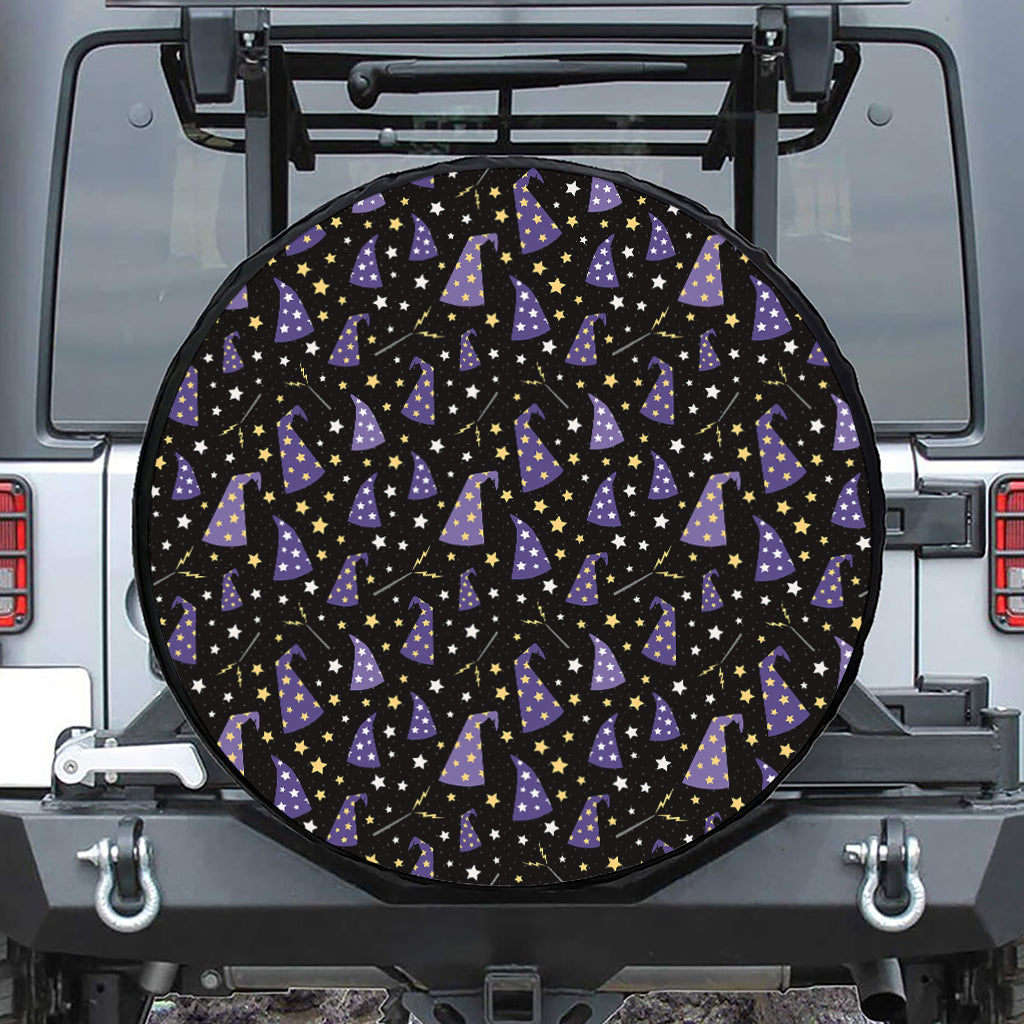 Wizard Hat Pattern Print Leather Spare Tire Cover