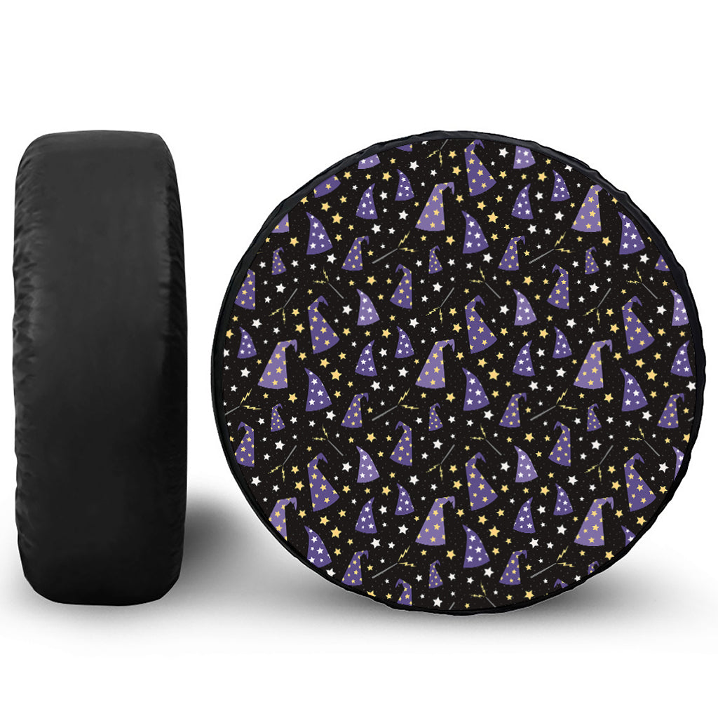 Wizard Hat Pattern Print Leather Spare Tire Cover