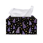 Wizard Hat Pattern Print Leather Tissue Box Cover