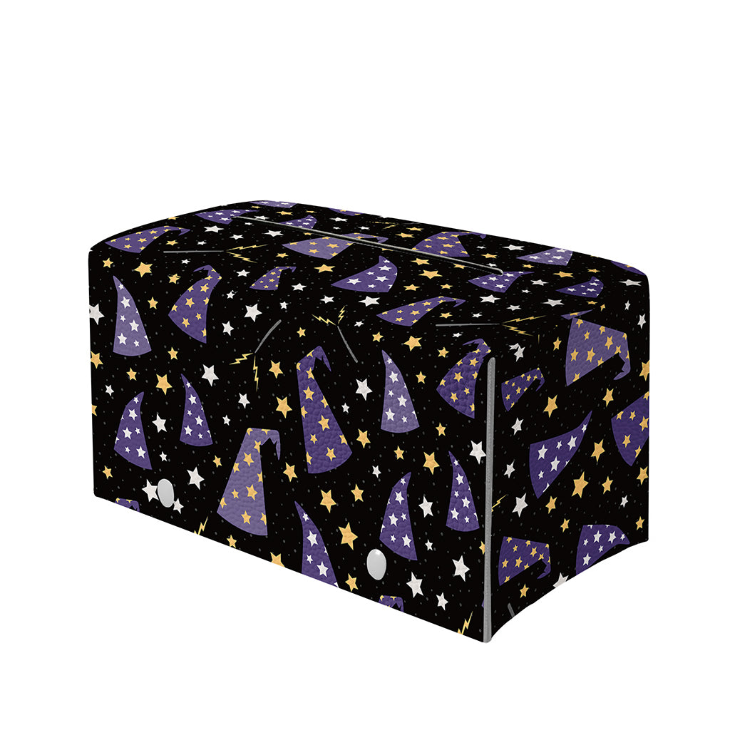 Wizard Hat Pattern Print Leather Tissue Box Cover