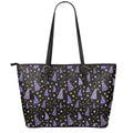 Wizard Hat Pattern Print Leather Tote Bag With Zipper