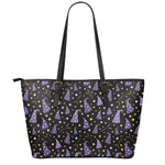 Wizard Hat Pattern Print Leather Tote Bag