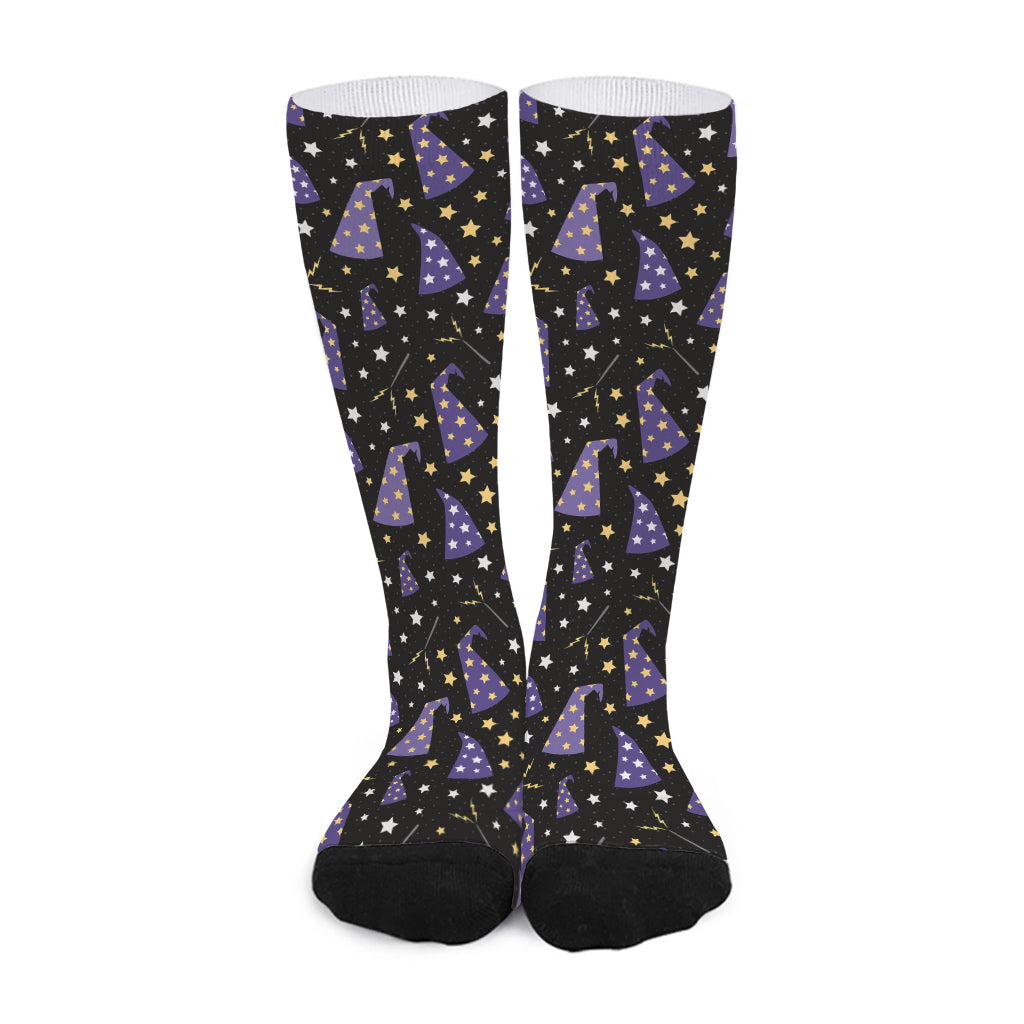Wizard Hat Pattern Print Long Socks