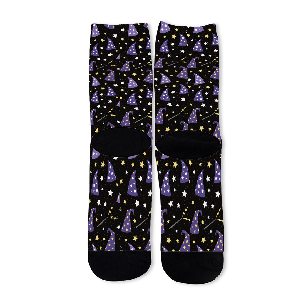Wizard Hat Pattern Print Long Socks