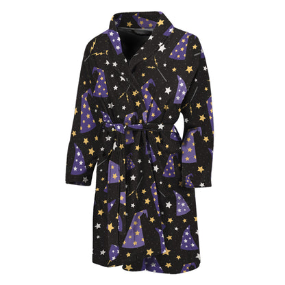 Wizard Hat Pattern Print Men's Bathrobe