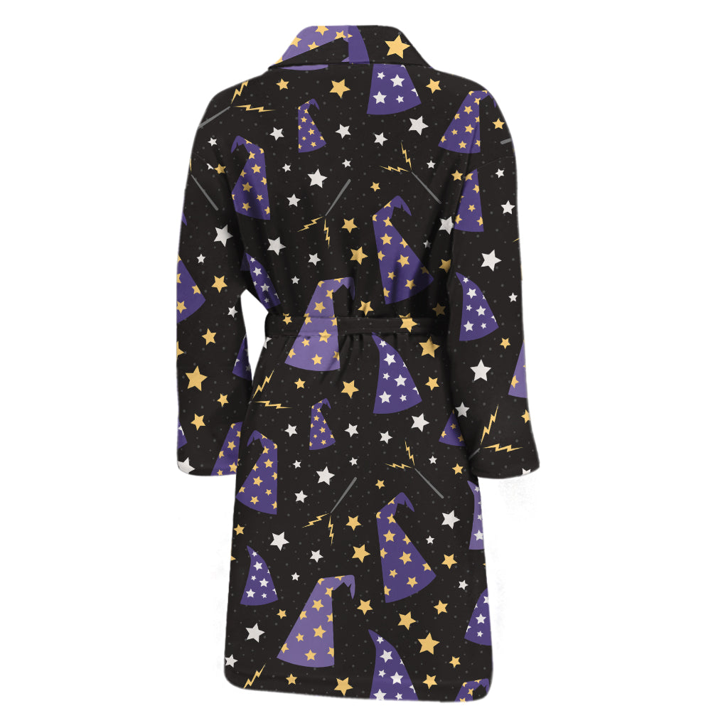 Wizard Hat Pattern Print Men's Bathrobe
