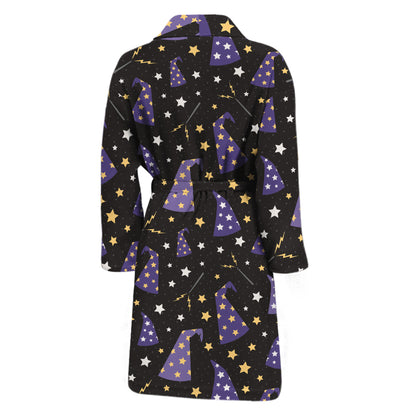 Wizard Hat Pattern Print Men's Bathrobe