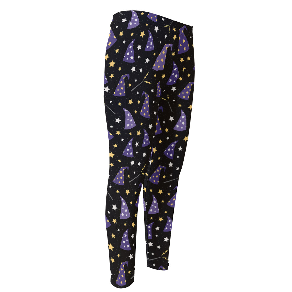 Wizard Hat Pattern Print Men's Compression Pants