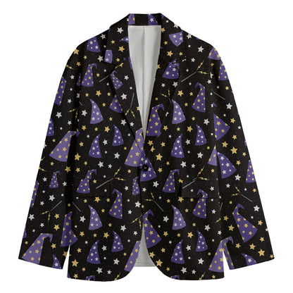 Wizard Hat Pattern Print Men's Cotton Blazer