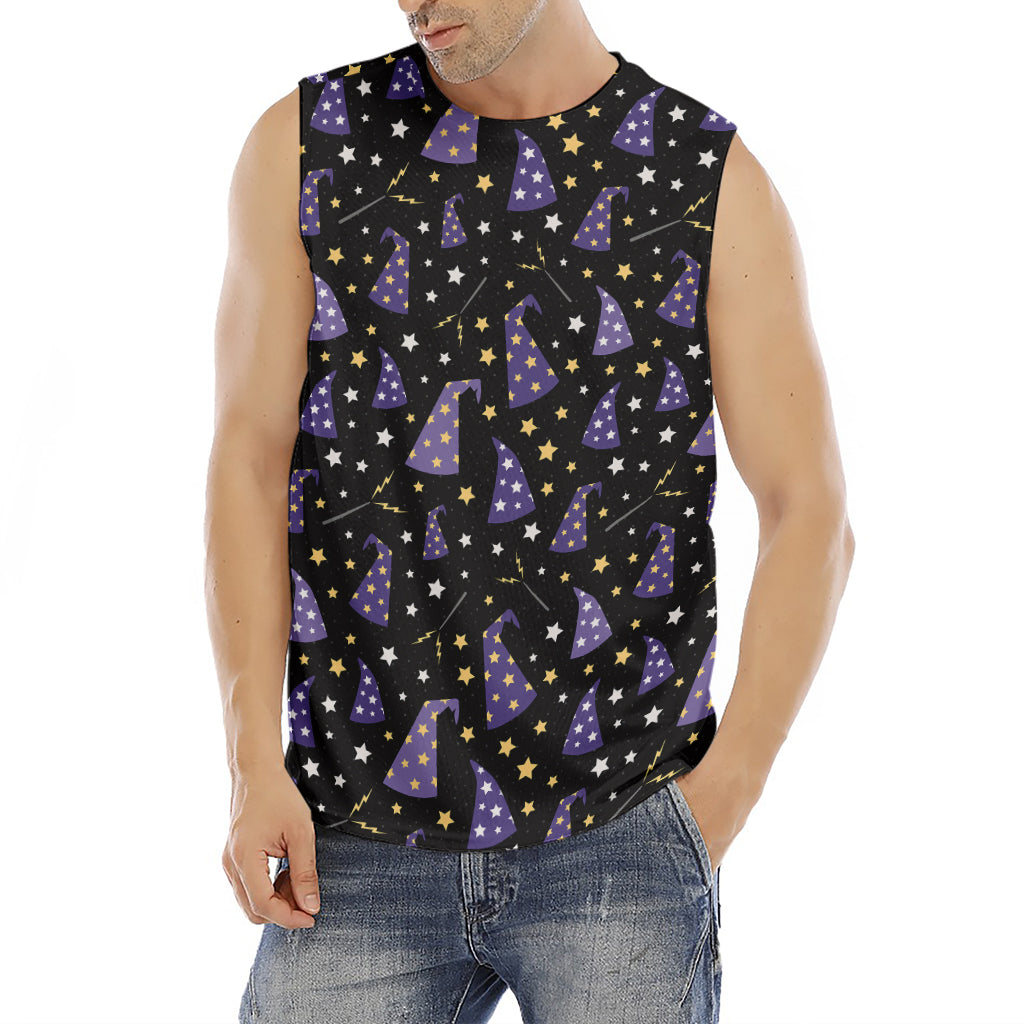 Wizard Hat Pattern Print Men's Fitness Tank Top