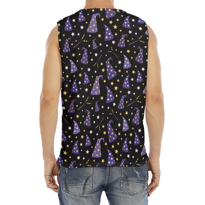 Wizard Hat Pattern Print Men's Fitness Tank Top