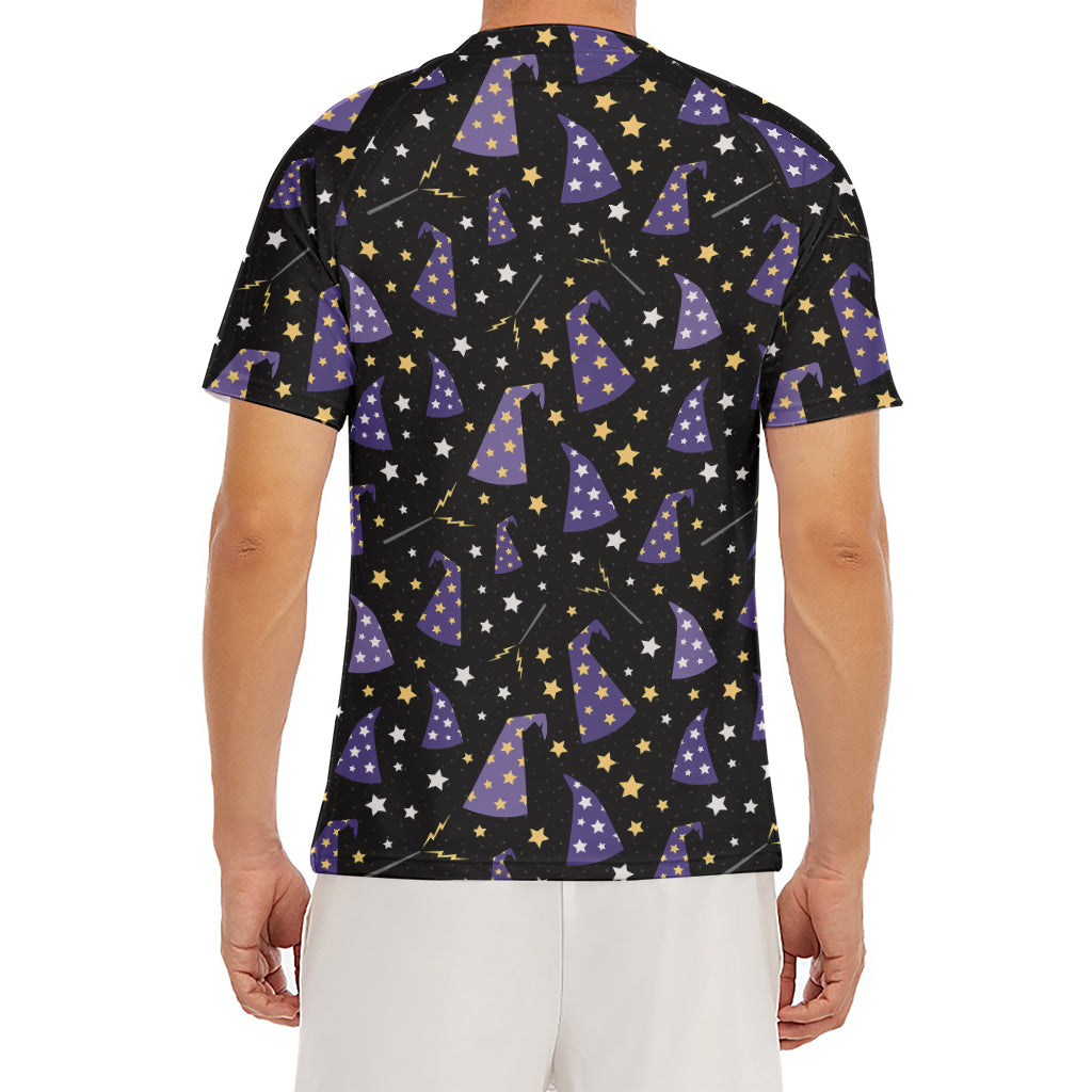 Wizard Hat Pattern Print Men's Short Sleeve Rash Guard