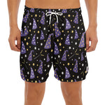 Wizard Hat Pattern Print Men's Split Running Shorts