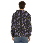 Wizard Hat Pattern Print Men's Velvet Pullover Hoodie